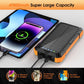 Solar Power Bank, 49800mAh Wireless Portable Phone Charger with Built-in 4 Cables, 22.5W Fast Charging External Battery Pack PD 3.0 USB-C In/Output