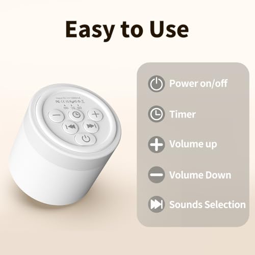 Sound Machine Mini White Noise Machine with 30 Soothing Sounds 4 Timers Memory Function for Newborn Baby Kids Adults Portable Rechargeable Sleep Brown