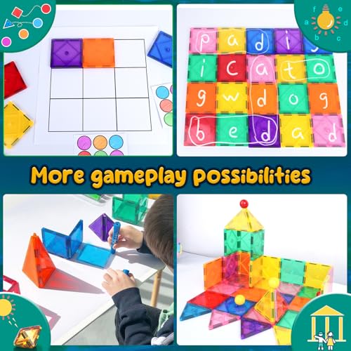 Soyee Magnetic Tiles Toddler Toys Magnetic Building Blocks for Kids Ages 3-12 STEM Educational Toys for Girls & Boys Sensory Toys for Kids
