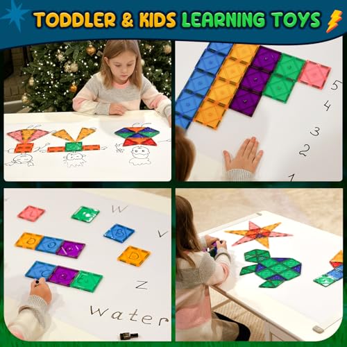 Soyee Magnetic Tiles Toddler Toys Magnetic Building Blocks for Kids Ages 3-12 STEM Educational Toys for Girls & Boys Sensory Toys for Kids