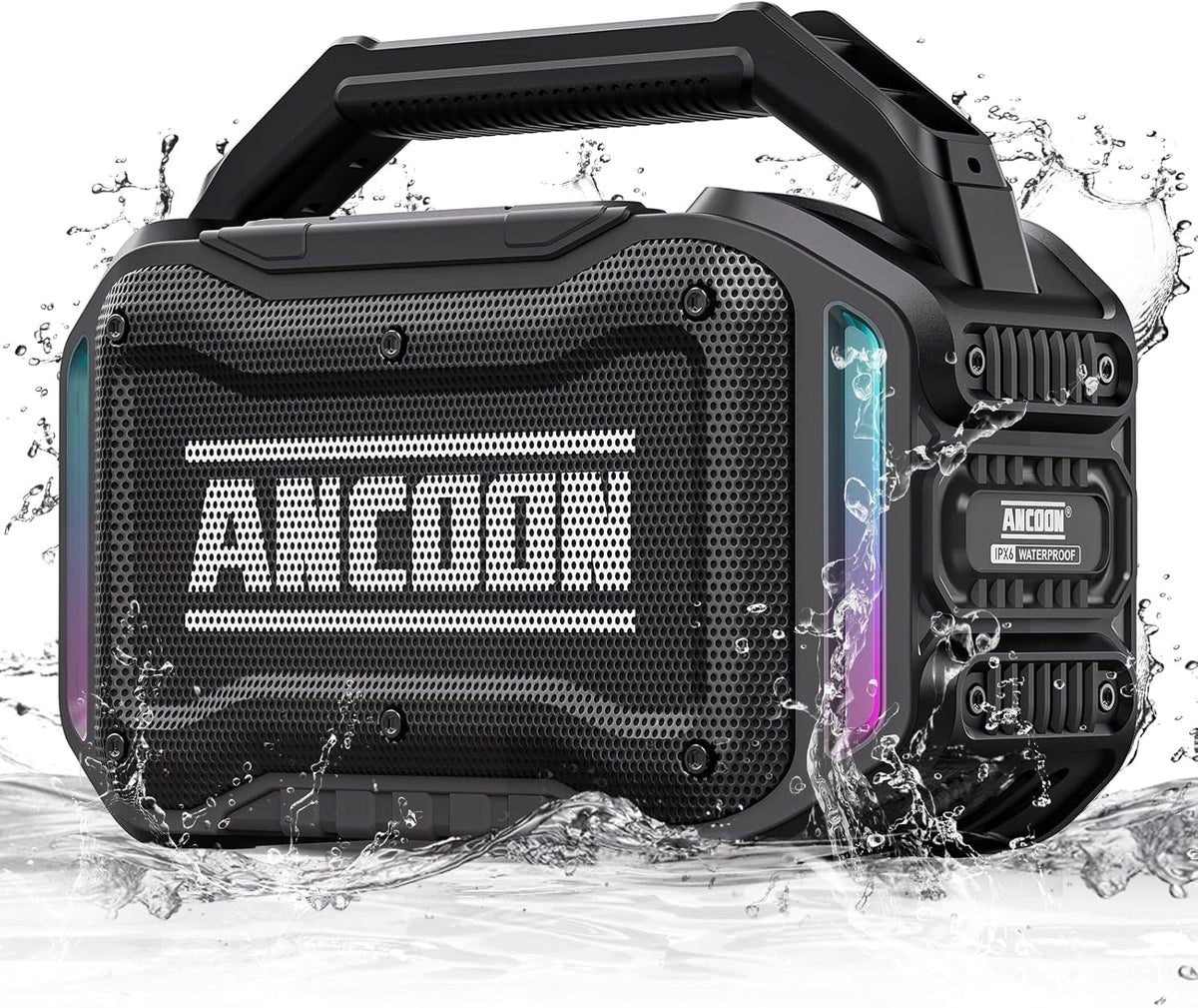 Speakers Bluetooth Wireless, 80W(Peak) Loud Speaker with Bass, 20H Playtime, IPX6 Waterproof, Large Jobsite Speakers for Work, Outdoor (Black)