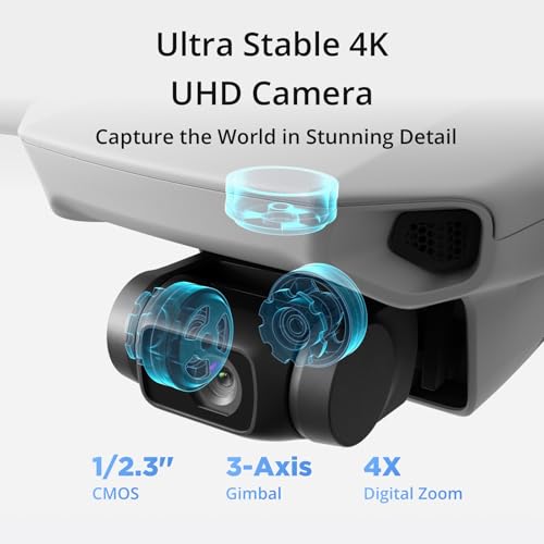Specta Mini Drone with Camera 4K for Adults, 32800ft FPV Transmission, Easy to Fly, 3 Aixs Gimbal, 31-Min Flight, 4K/30fps