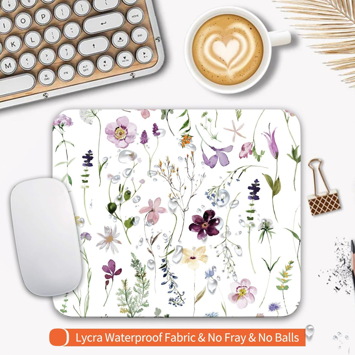 Square Mouse Pad Beautiful Flowers Plants, Personalized Premium-Textured Custom Mouse Mat Design, Washable Mousepad Cloth