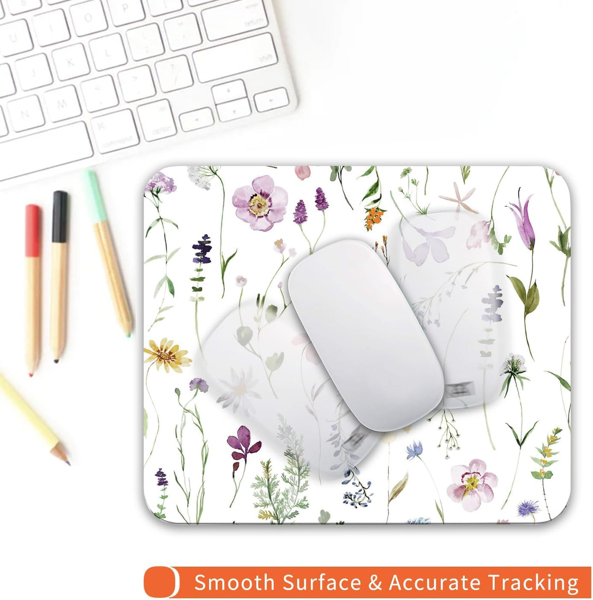 Square Mouse Pad Beautiful Flowers Plants, Personalized Premium-Textured Custom Mouse Mat Design, Washable Mousepad Cloth