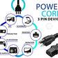 Standard 5ft (1.5m) 10 Amps 125 Volts Black 3 Prong AC Power Cord Cable for Electronics, TV, Computer, Printer, Radio, Monitor, Samsung, Dell, Vizio