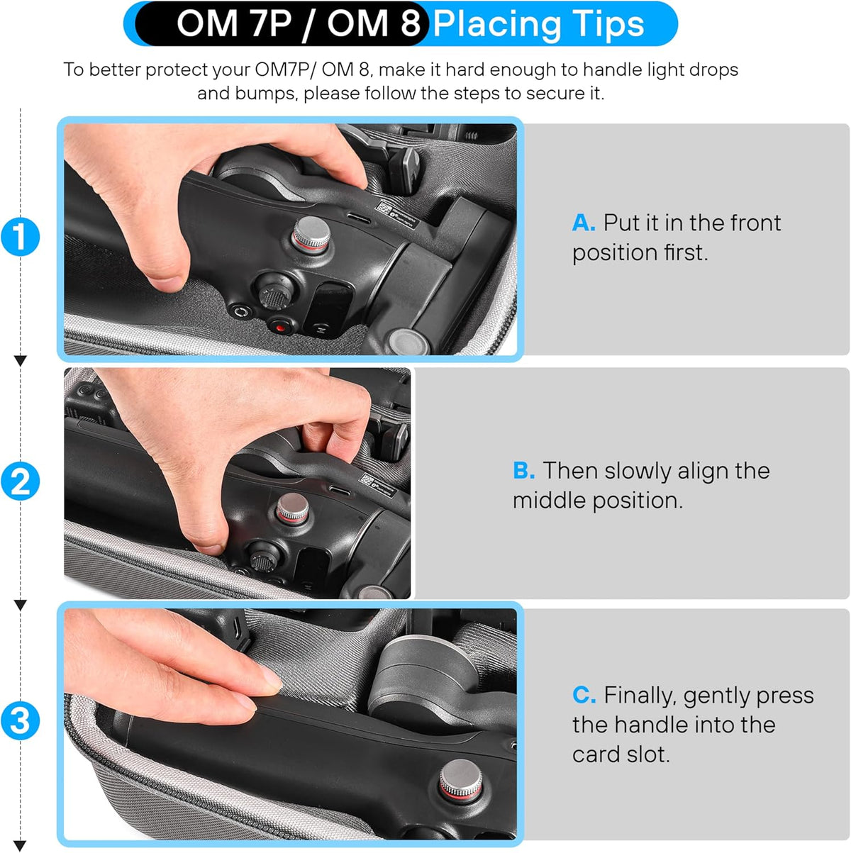 STARTRC PHOTO Osmo Mobile 7P/8 Case, Portable PU Shoulder Bag for DJI OM 7 Pro/OM8 Gimbal Stabilizer Travel Case