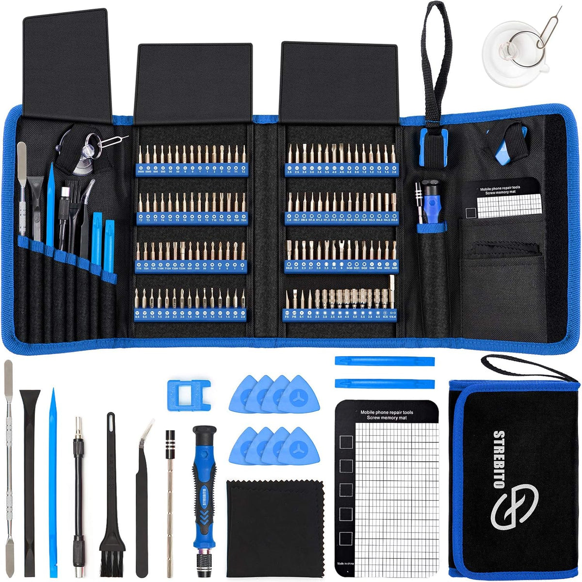 STREBITO Electronics Precision Screwdriver Sets 142-Piece with 120 Bits Magnetic Repair Tool Kit for iPhone, MacBook, Computer, Laptop, PC, Tablet