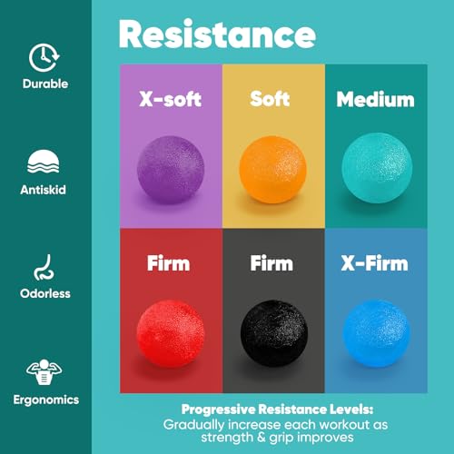 Stress Balls for Adults (6 Pack), Stress Ball, Hand Strengthening Devices, Hand Exercisers for Strength, Exercise Squeeze Squishy Wrist Ball