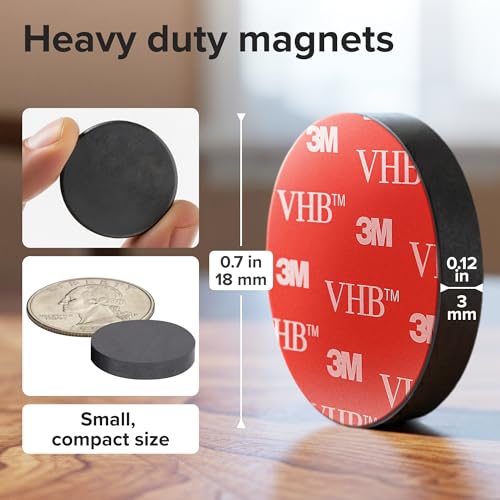 Strong Ceramic Round Magnets With Adhesive Backing (0.7x0.12"/18x3mm, 100 pcs) - Heavy Duty Sticky Magnets, Non-Corrosive, Versatile For Home, Office