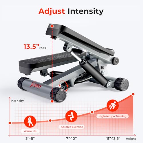 Sunny Health & Fitness Mini Steppers for Exercise at Home, Stair Step Workout Machine with Resistance Bands, Full Body Cardio Equipment