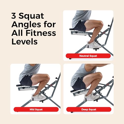 Sunny Health & Fitness Smart Row-N-Ride Glute & Leg Trainer, Foldable Squat Assist Rower with Exclusive SunnyFit App Connection
