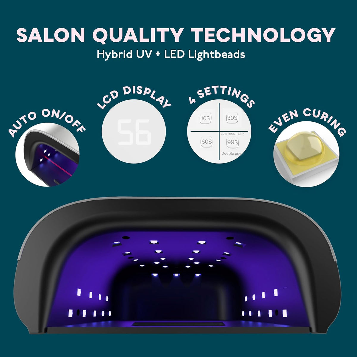 SUNUV SUN3 Professional UV Light for Gel Nails, LED Nail Lamp for Gel Polish with 4-Timer and Sensor, 39 PCS LED Beads