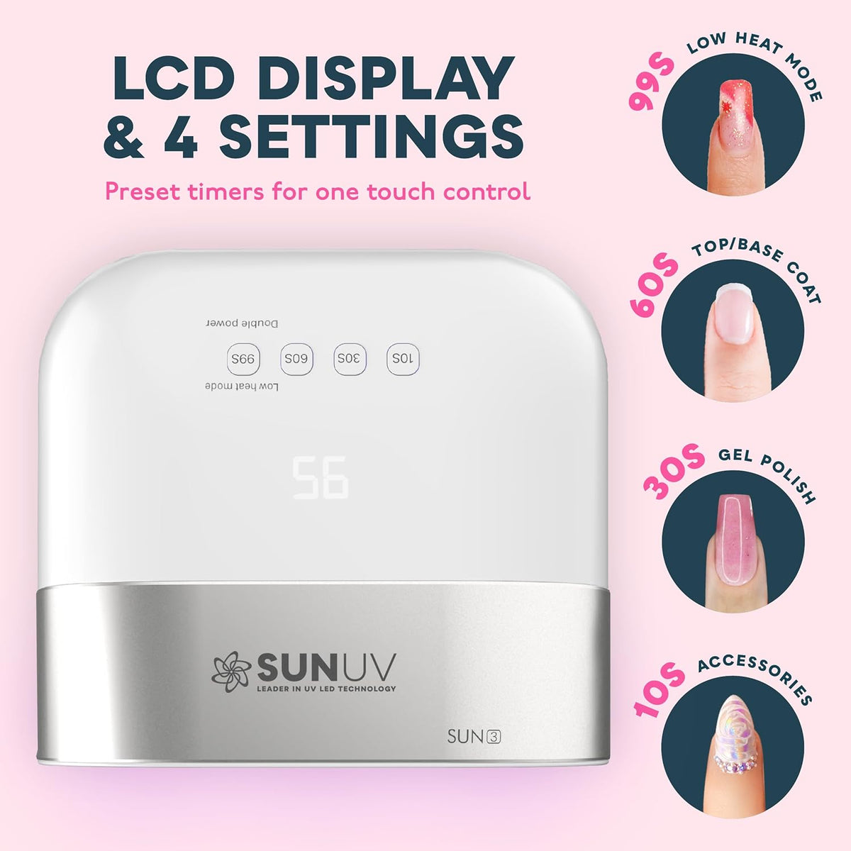 SUNUV SUN3 Professional UV Light for Gel Nails, LED Nail Lamp for Gel Polish with 4-Timer and Sensor, 39 PCS LED Beads