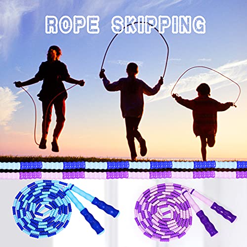 Supertrip Jump Rope Kids-Soft Beaded Skipping Rope Adjustable Tangle-Free Segmented Jumping Rope for Children and Students