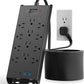 Surge Protector Power Strip 4800J, LeZone 10Ft Long Extension Cord Flat Plug, 12 Outlets 2 USB C 2 USB Ports, Wall Mountable (Black)