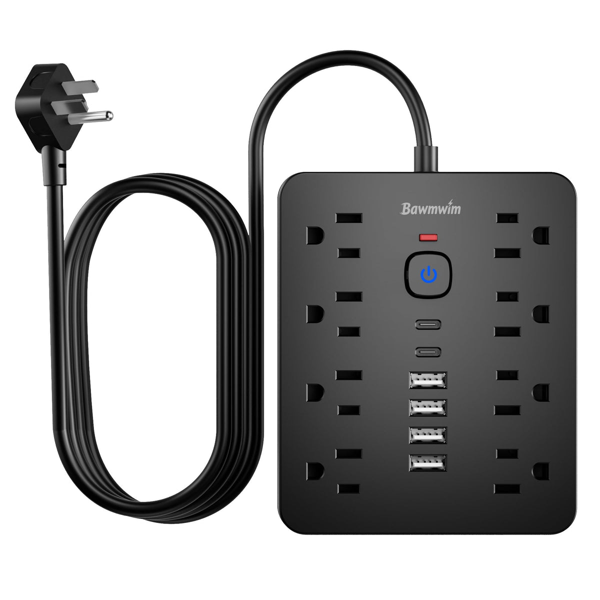 Surge Protector Power Strip, 8 Outlets(1250W/10A), 6 USB Charging Ports(2 USB C), 6FT Flat Plug Extension Cord Outlet Extender