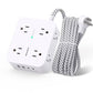 Surge Protector Power Strip - HANYCONY 8 Outlets 4 USB (2 USB C) Charging Ports, Multi Plug Outlet Extender, 5Ft Braided Extension Cord