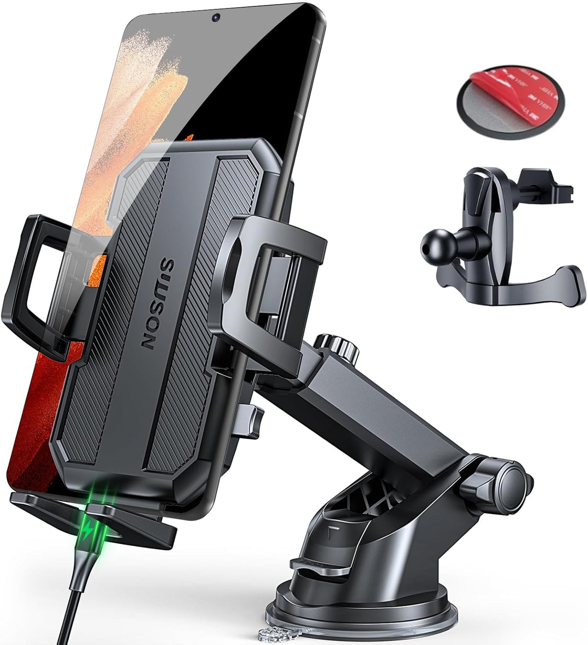 SUUSON 3 in 1 Phone Holders for Your Car, Car Phone Holder Mount, Suction, 360° Adjustable Cell Phone Holders for Car Phone Stand Car Mount