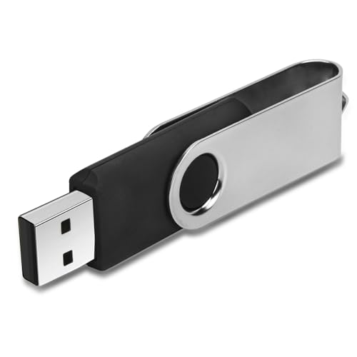 Swivel Design 16GB USB Flash Drive with Keychain, USB 2.0 Portable Thumb Drive Memory Stick, FAT32 Format Flashdrive for Data Storage (Black, 16 GB)