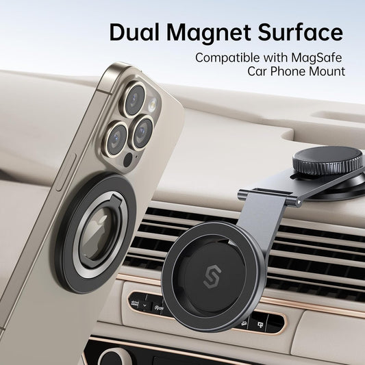 SYNCWIRE Magnetic Phone Ring Holder for MagSafe, 360° Rotation Cell Phone Grip Stand Finger Ring Kickstand Two-Sided Magnet