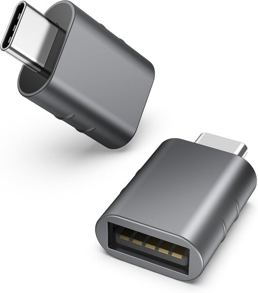 Syntech USB C to USB Adapter Pack of 2, USB 3.0 Female to Thunderbolt 4/3 Adapter Compatible with MacBook Pro Air 2024, Surface, iPad (Space Grey)