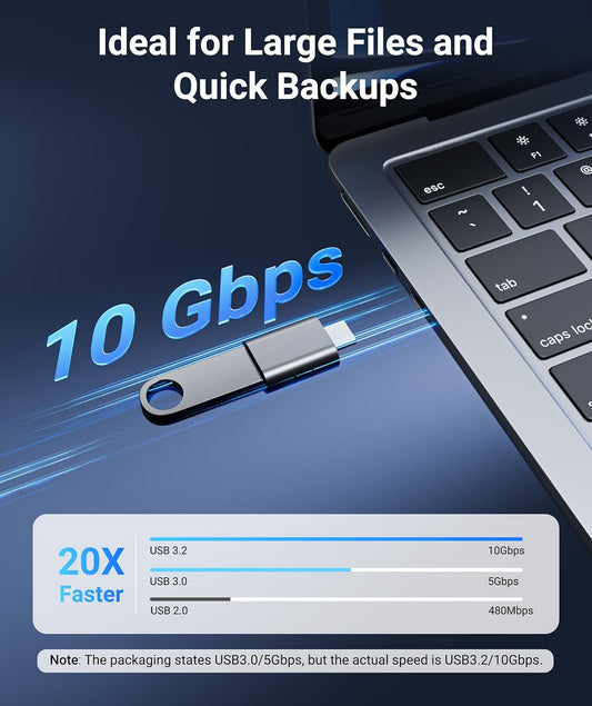 Syntech USB C to USB Adapter Pack of 2, USB 3.0 Female to Thunderbolt 4/3 Adapter Compatible with MacBook Pro Air 2024, Surface, iPad (Space Grey)
