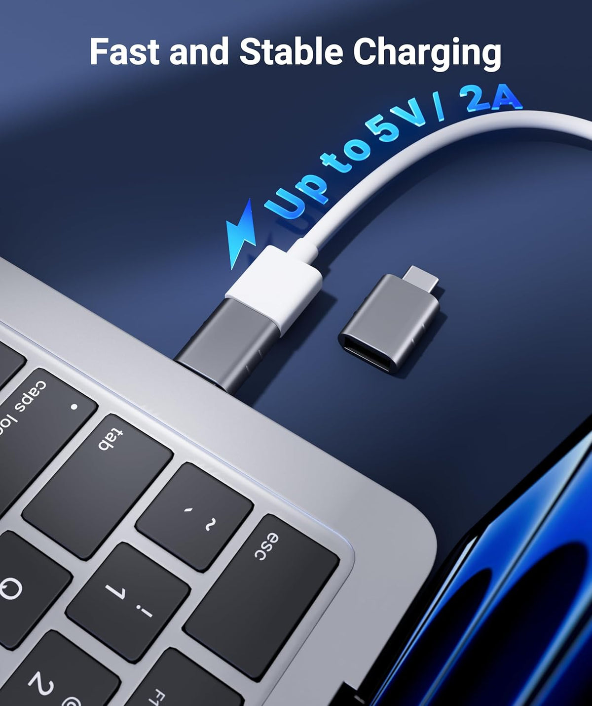 Syntech USB C to USB Adapter Pack of 2, USB 3.0 Female to Thunderbolt 4/3 Adapter Compatible with MacBook Pro Air 2024, Surface, iPad (Space Grey)