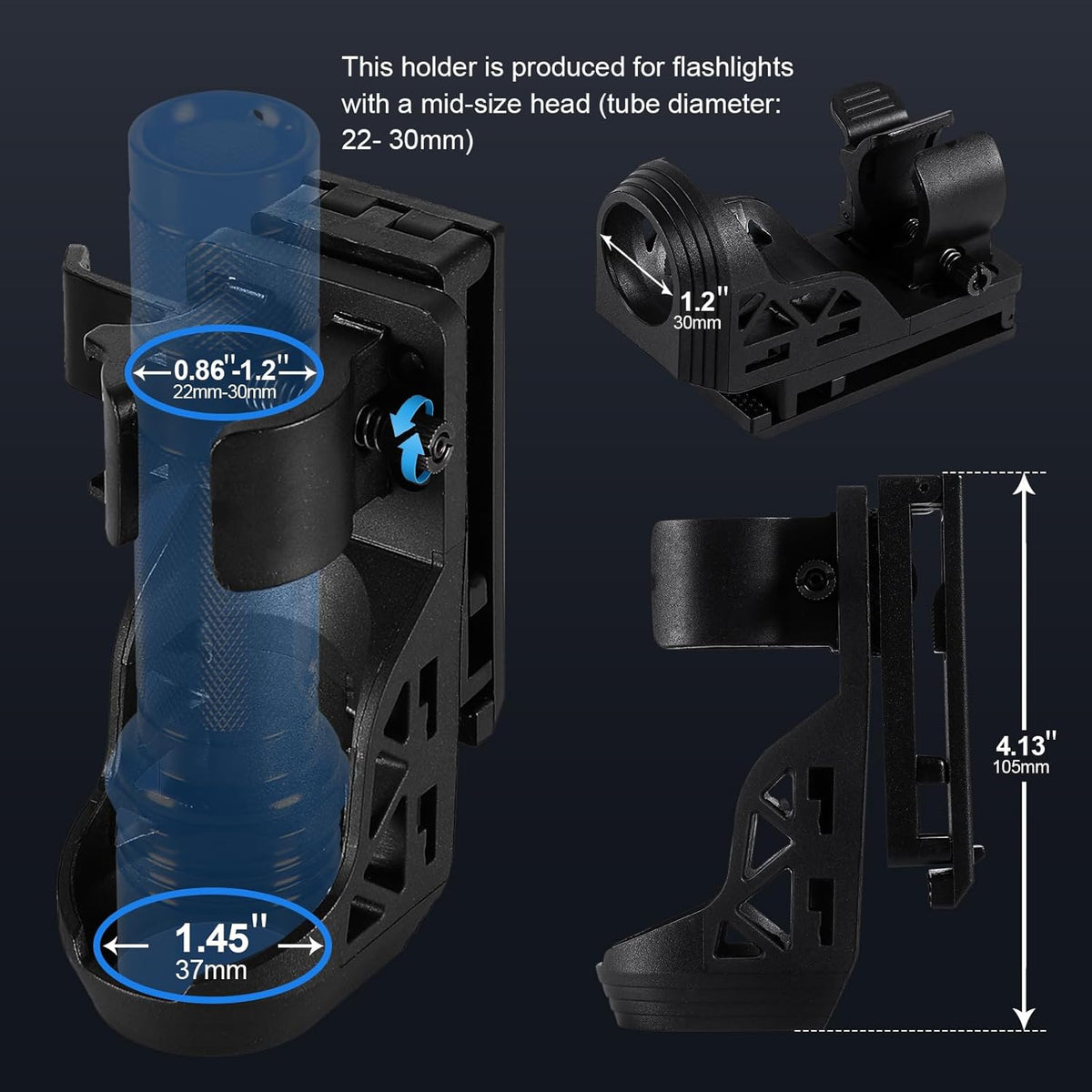Tactical Flashlights High Lumen-Police 1200 LM Flashlight with Holster for Duty Belt, Single Mode LED Flashlight