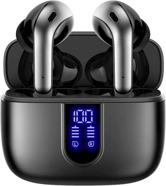 TAGRY Bluetooth Headphones True Wireless Earbuds 60H Playback LED Power Display Earphones with Wireless Charging Case IPX5 Waterproof in-Ear Ear buds