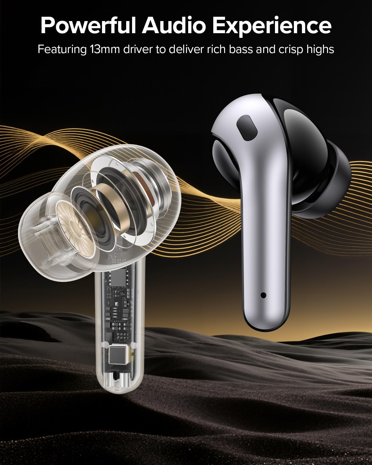 TAGRY Bluetooth Headphones True Wireless Earbuds 60H Playback LED Power Display Earphones with Wireless Charging Case IPX5 Waterproof in-Ear Ear buds