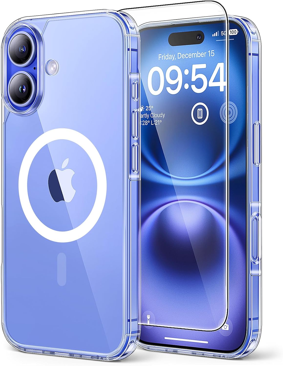 TAURI for iPhone 16 Case, Compatible with MagSafe, with Screen Protectors, Anti-Yellowing Drop Protection (Clear)