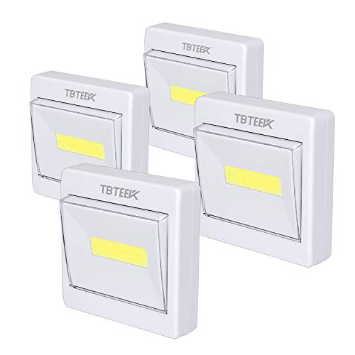 TBTeek Closet Light, Super Bright, Battery Operated, Stick Anywhere, 200 LM Cob Led Lamp, Light Switch Nightlight, Tap Lights for Closet (4 Pack)