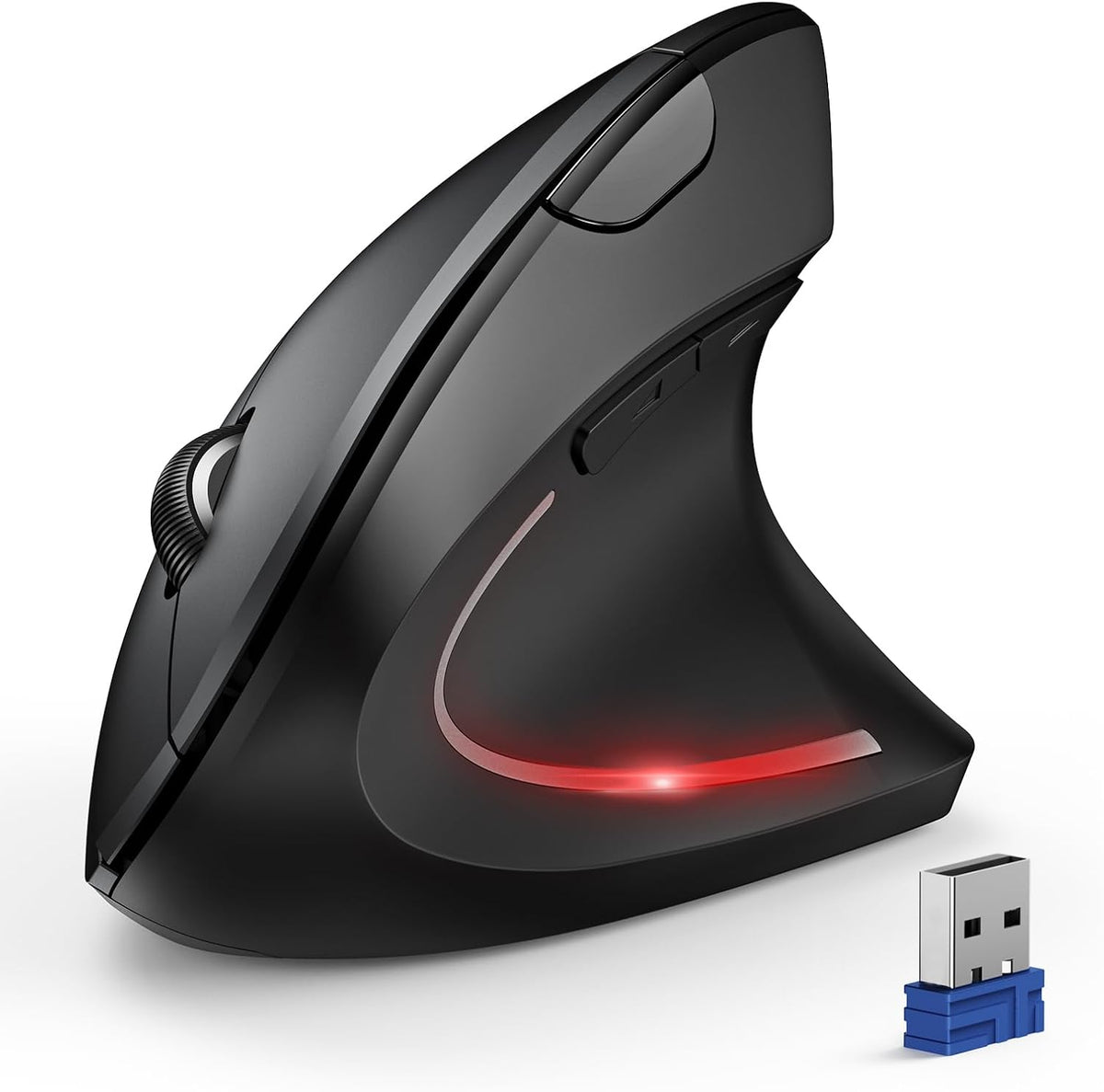 TECKNET Ergonomic Mouse, Wireless Bluetooth Vertical Mouse, 4800 DPI Optical Tracking, 6 Adjustable DPI, Quiet Clicks, 2.4GHz with USB A Receiver