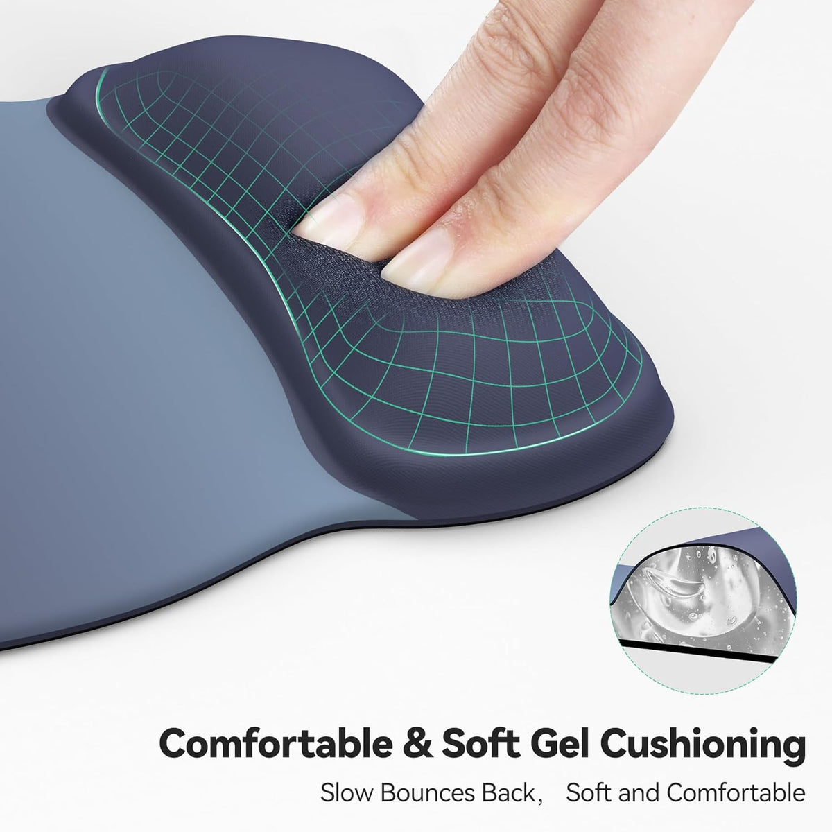 TECKNET Gel Mouse Pad with Wrist Rest, Ergonomic Office Mousepad with Wrist Support - Non-Slip & Smooth Surface Comfortable Desk Accessories Mat