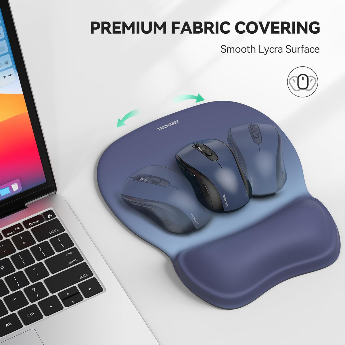 TECKNET Gel Mouse Pad with Wrist Rest, Ergonomic Office Mousepad with Wrist Support - Non-Slip & Smooth Surface Comfortable Desk Accessories Mat