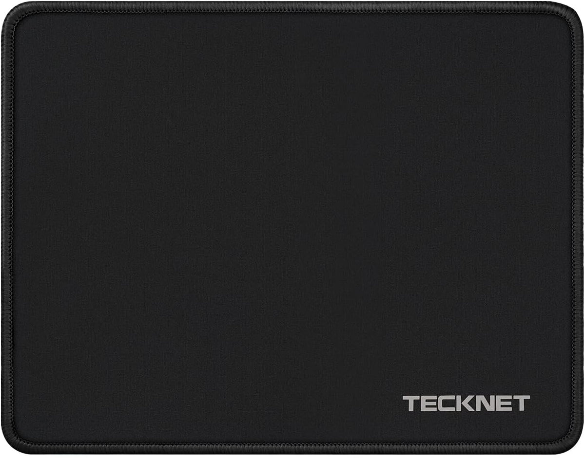TECKNET Mouse Pad with Anti-fray Stitching, Waterproof Surface & Non-Slip Rubber Base with Stitched Edges Gaming Mouse Mat for Laptop (Black)