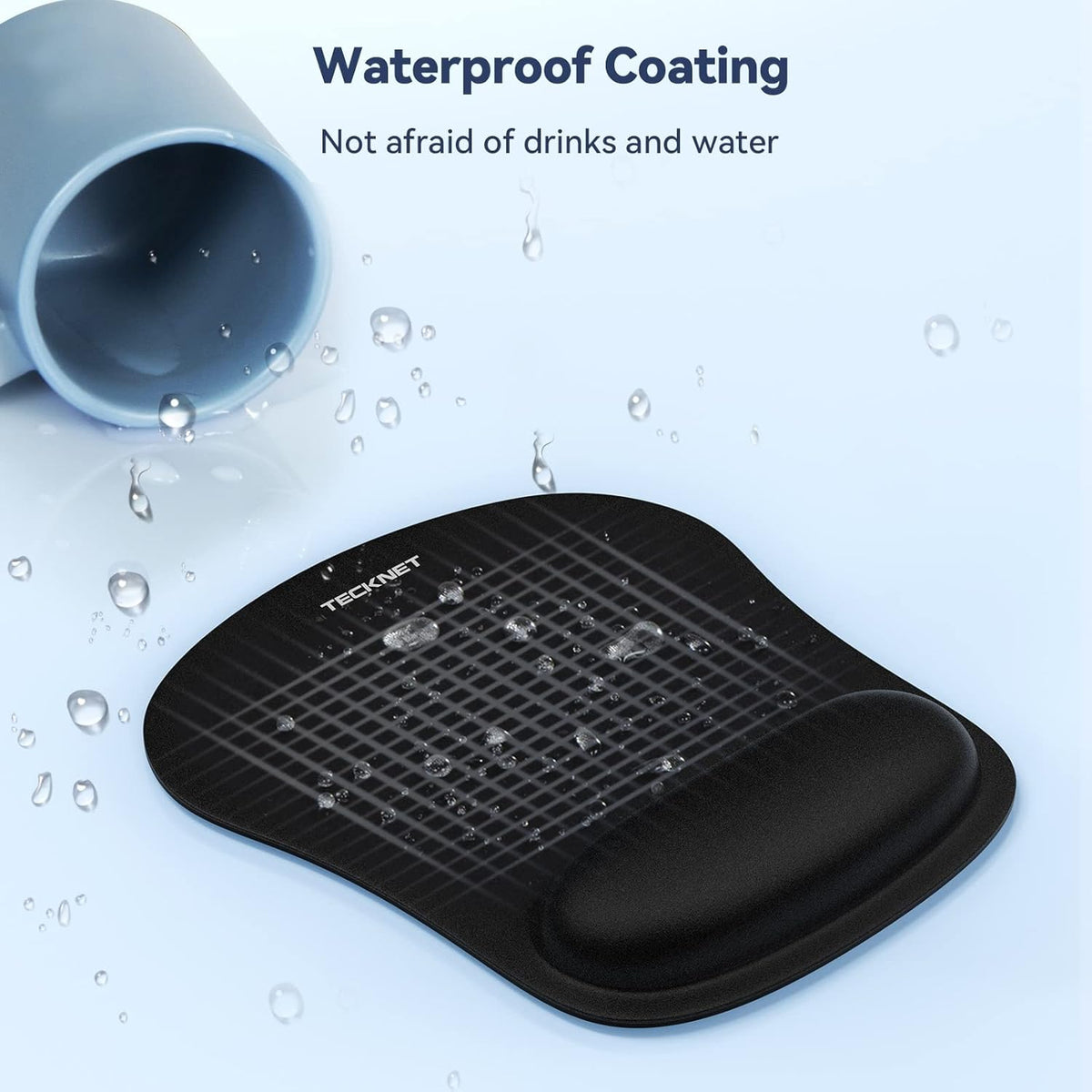 TECKNET Ergonomic Mouse Pad with Wrist Support, Portable Comfortable Mousepad for Computer, Laptop, Office (Black)