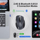 TECKNET Wireless Mouse (BT5.0/3.0 & 2.4G) Rechargeable 4800 DPI Silent USB A & Bluetooth Mouse 6 Buttons, Wide Compatibility - Grey