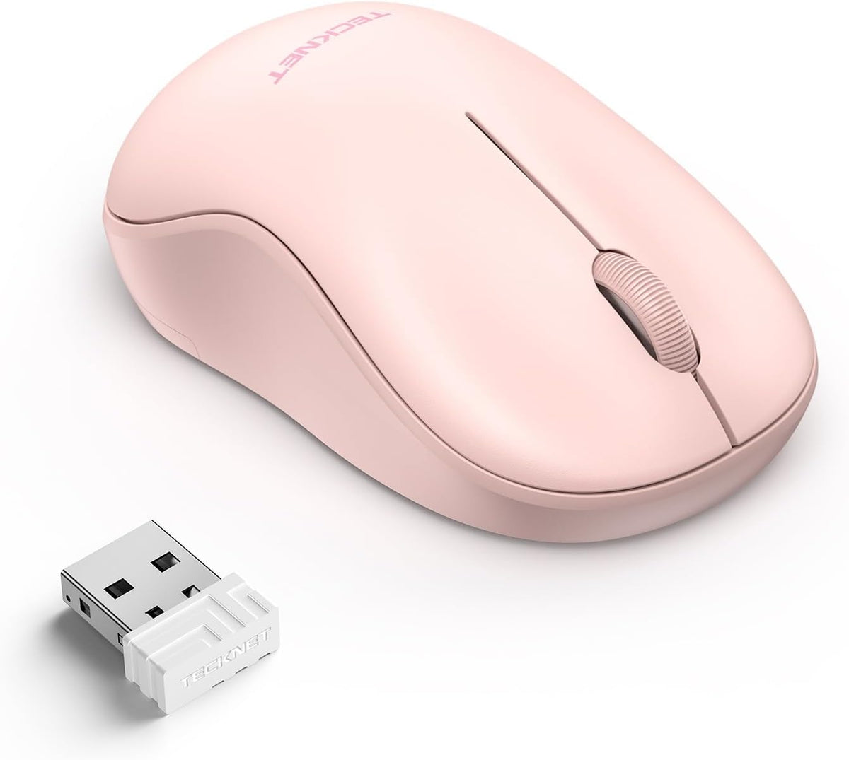 TECKNET Wireless Mouse for Laptop, 2.4G Silent Computer Mouse Quiet Click with 5 DPI Levels, Contoured Grip (Pink)