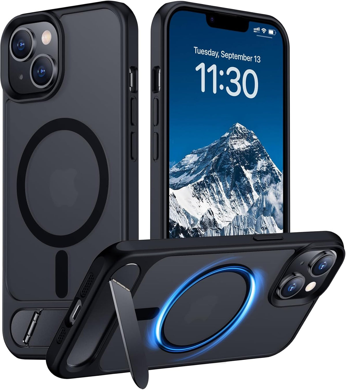 Temdan Compatible with iPhone 14 Case/iPhone 13 Case, Built-in Invisible Kickstand, Compatible with MagSafe, Shockproof