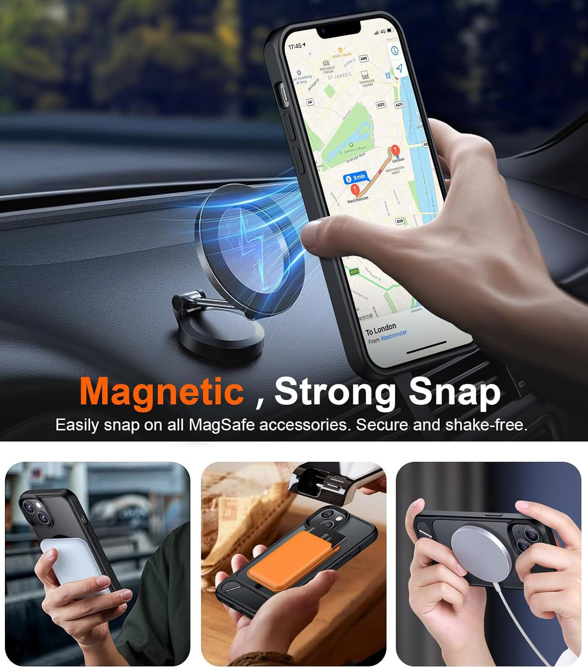 Temdan Compatible with iPhone 14 Case/iPhone 13 Case, Built-in Invisible Kickstand, Compatible with MagSafe, Shockproof