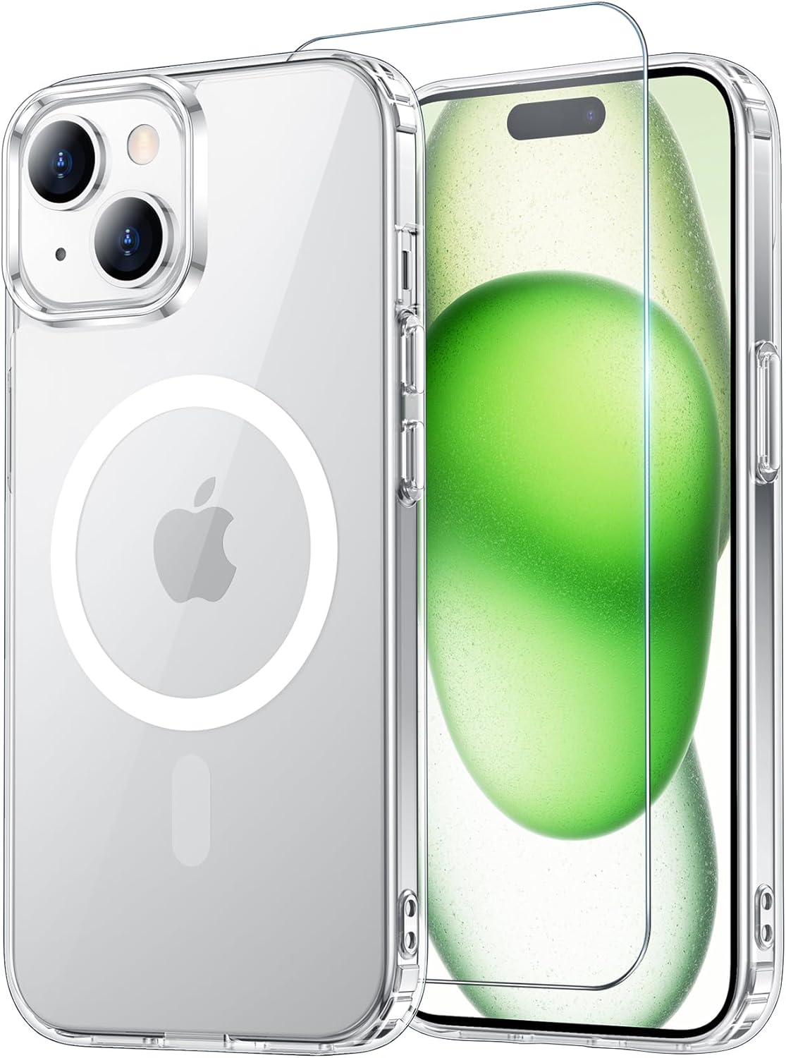 Temdan for iPhone 15 Case & iPhone 14 & iPhone 13 Case Clear with Screen Protector, Compatible with Magsafe, Anti-Yellowing, Drop Protection