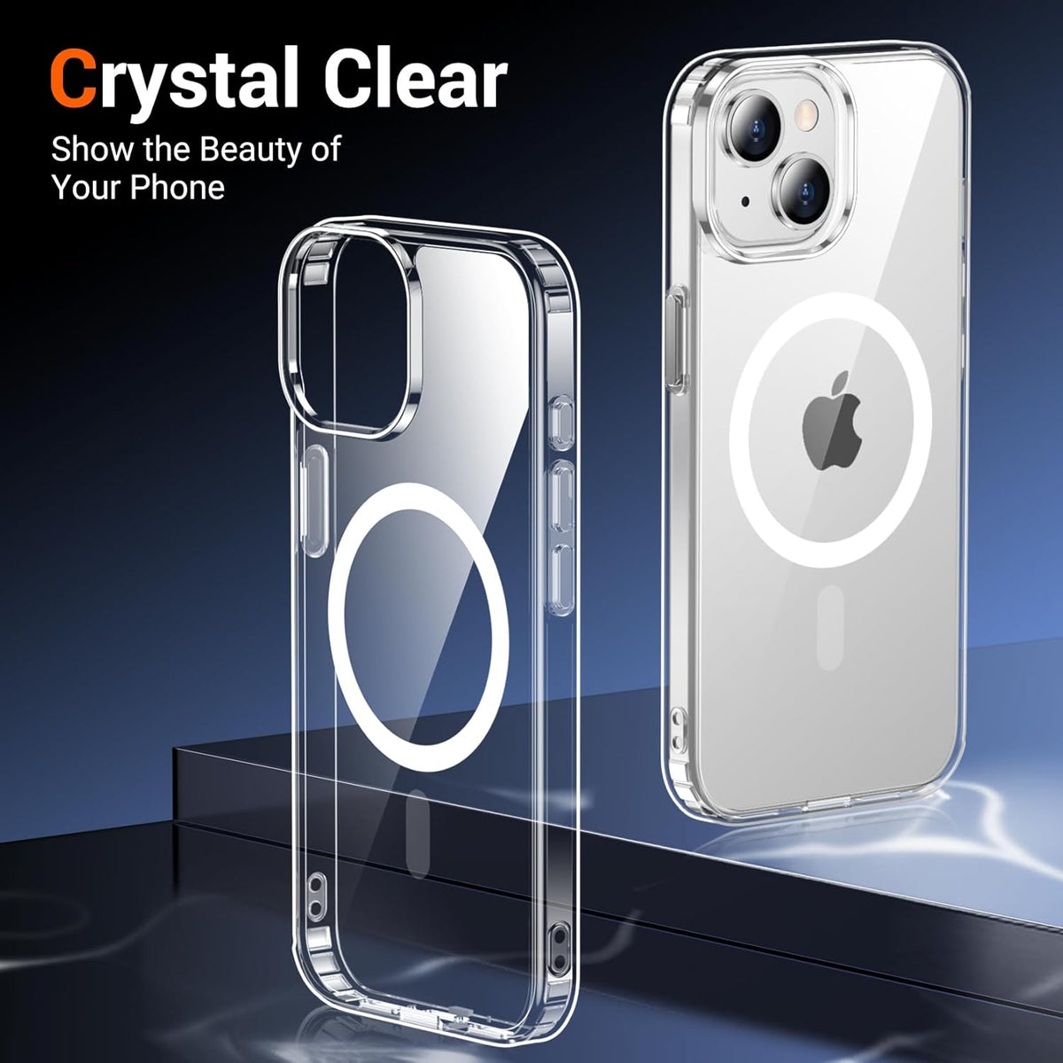 Temdan for iPhone 15 Case & iPhone 14 & iPhone 13 Case Clear with Screen Protector, Compatible with Magsafe, Anti-Yellowing, Drop Protection
