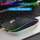 TENMOS Wireless Bluetooth Mouse, LED Slim (Bluetooth 5.1/5.0 + USB) 2.4GHz Rechargeable Silent Bluetooth Wireless Mouse (Matte Black)