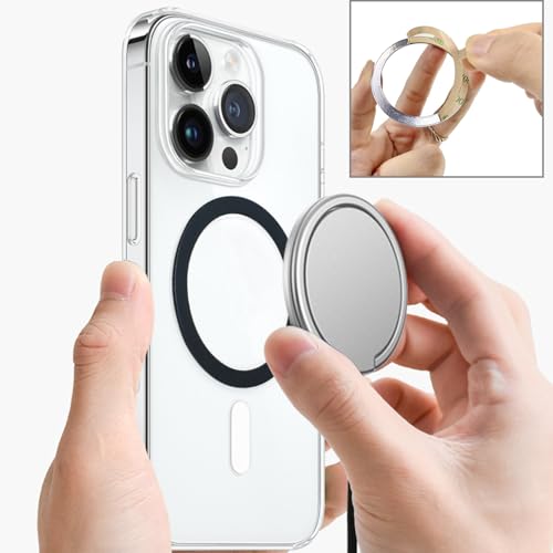 TENOC Universal Metal Ring Sticker for Magnetic Charger Compatible with iPhone/Samsung/Android All Cellphones (Black)