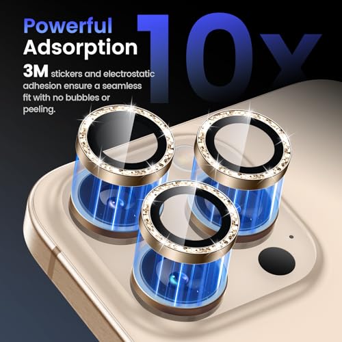 Tensea Camera Lens Protector Compatible for iPhone 16 Pro Max/16 Pro/14 Pro Max/14 Pro, Metal Aluminum Alloy Tempered Glass Cover Camera Screen