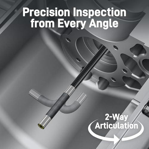 Teslong Two-Way Articulating Borescope with Light, Industrial Endoscope Inspection Camera with Articulated Probe