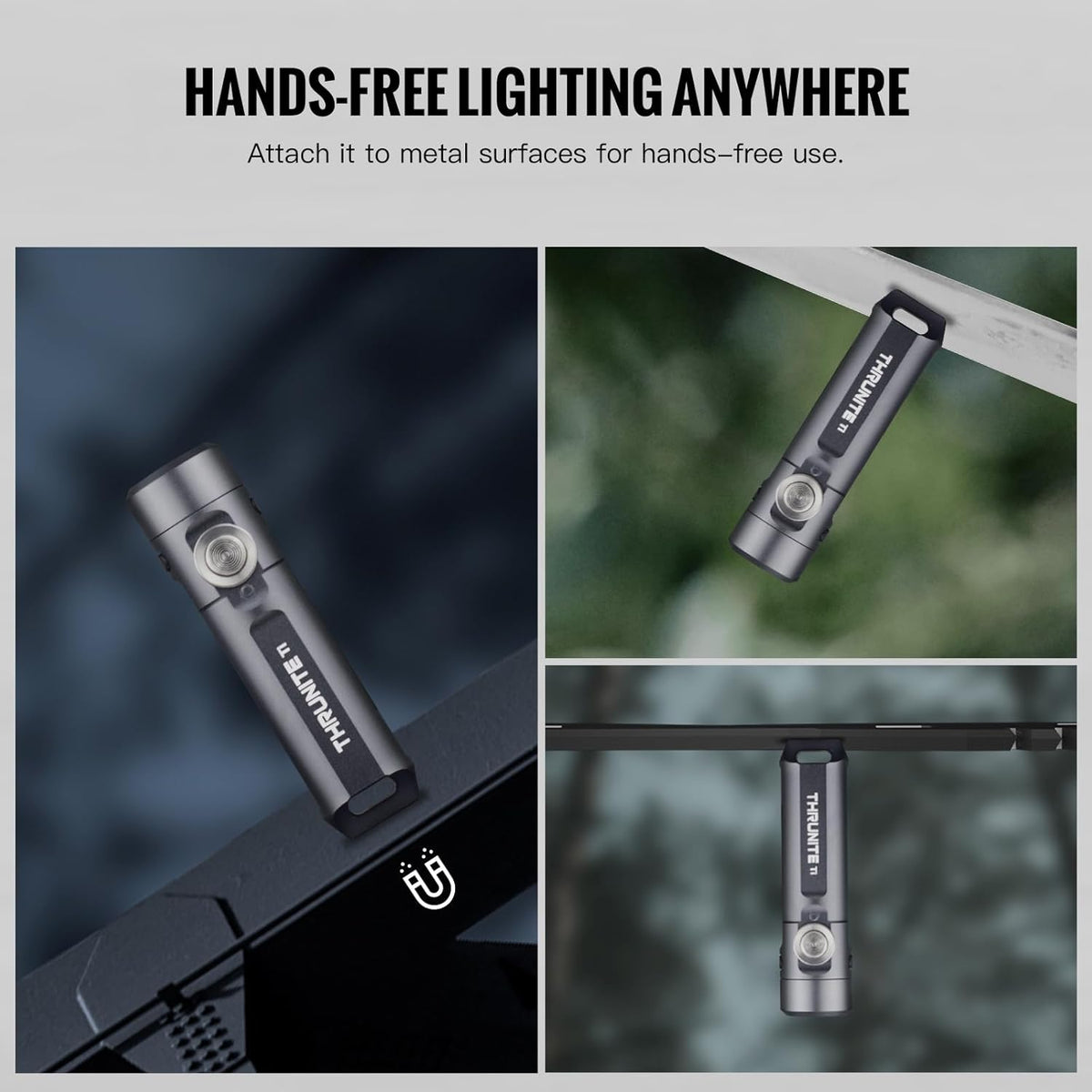 ThruNite Ti Mini Keychain Flashlight, USB-C Rechargeable EDC Pocket Light, Bright 650 Lumens Small Keychain Gadget for Camping (Grey Cool White)