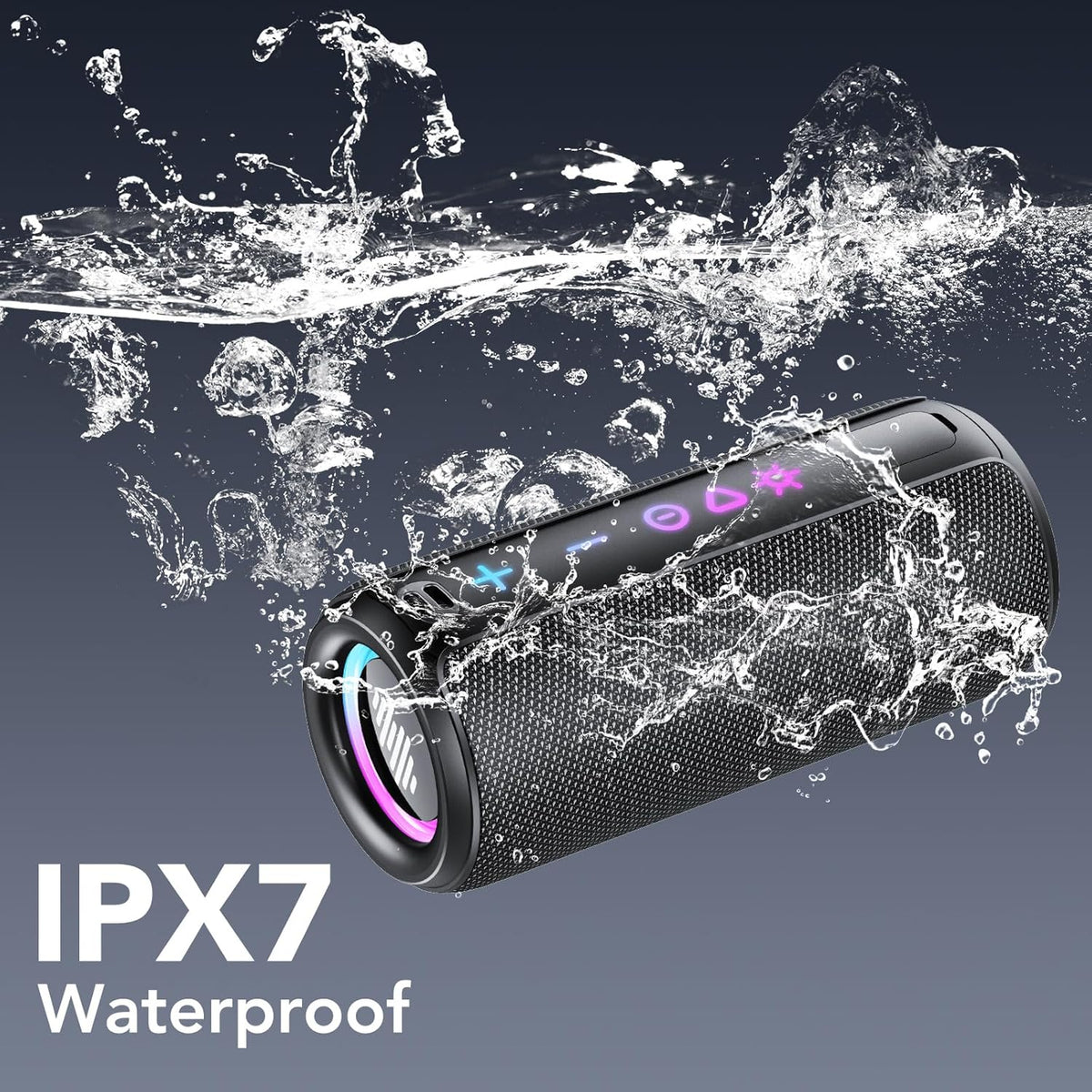 TIMU Portable Bluetooth Speaker, 25W Super Loud Wireless Speaker, Boost Bass 3.0, Bluetooth 5.4, 30H Playtime, 8 RGB Modes, IPX7 Waterproof