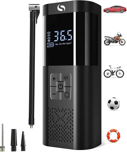Tire Inflator Portable Air Compressor 150PSI Cordless Air Pump For Car Tires With Digital Pressure Gauge Auto Shut-Off Type C Charging And LED Light